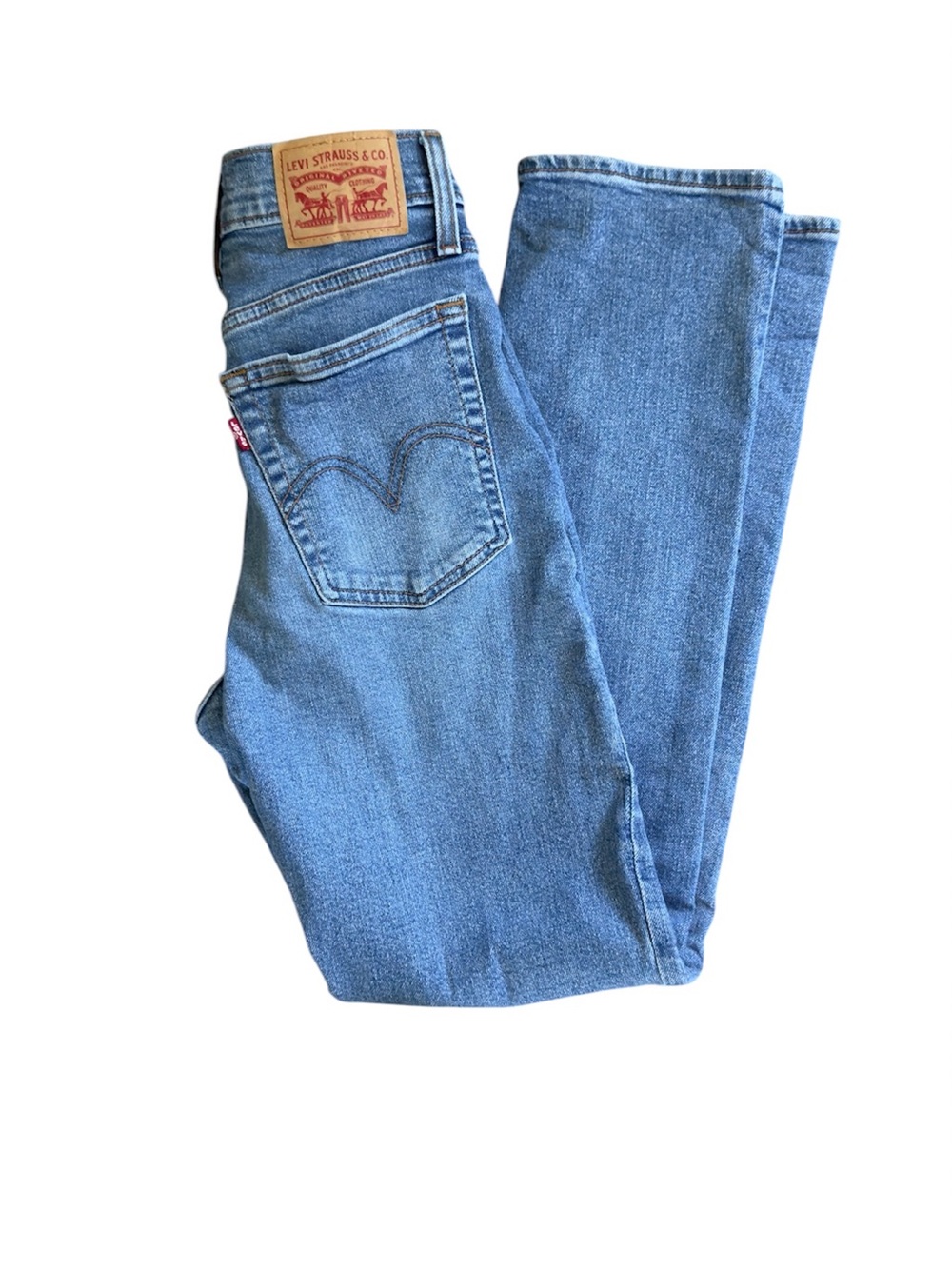 Levi’s Wedgie Straight Jeans Size 25 High Rise Button Fly Stretch Denim 24x27